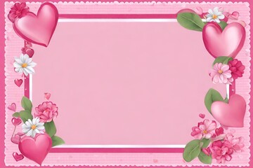 pink background with heart and roses