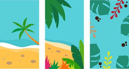 
collection of social media story design templates, background with copy space for text - summer landscape
vector eps