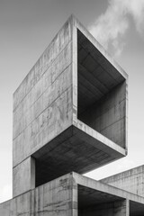 Brutalism architecture concrete building with large opening