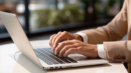 Businessman working on laptop computer