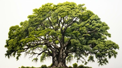 An illustration of a large tree with green leaves.