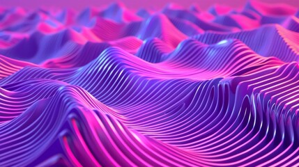 Ethereal Ripples: Abstract 3D Digital Waves in Pink and Purple