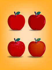Apple fruit  vector illustration. Food ingredient concept for organic products, harvest healthy, vegetarian, diet food.