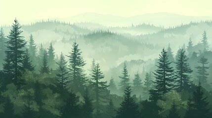 Forest foggy illustration poster background