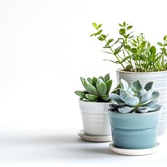 Indoor plants in pots on a white background
