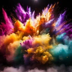 Fototapeta premium Colorful powder explosion on black background