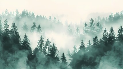 Forest foggy illustration poster background