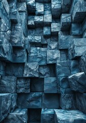 Blue stone wall tiles background