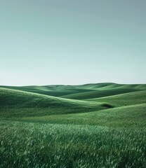 Fototapeta premium Green rolling hills under blue sky