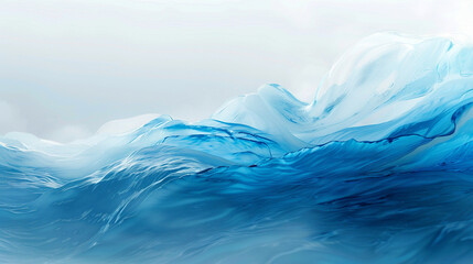 Arctic blue wave abstract, icy and serene arctic blue wave flowing smoothly on a white backdrop. - obrazy, fototapety, plakaty
