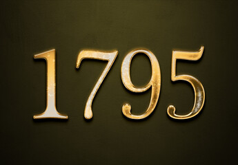Old gold effect of 1795 number with 3D glossy style Mockup.	