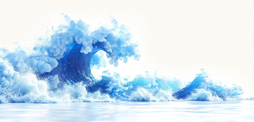 Azure sky wave illustration, broad and expansive azure sky wave on a white backdrop.