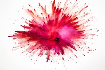 Red and pink powder explosion on white background