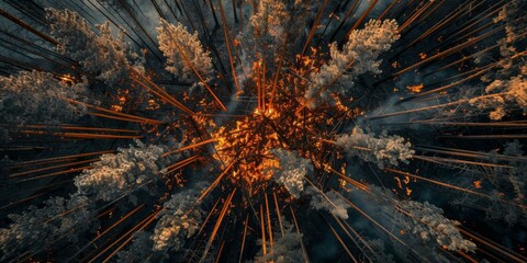 Firefighters Battle a Forest Fire from Above