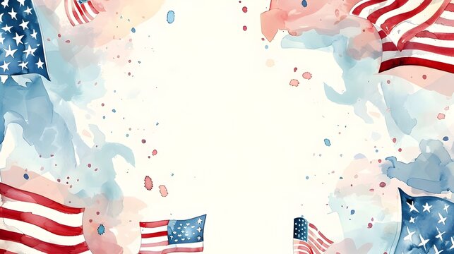 Elegant Watercolor July 4th Background for Invitations and Greeting Cards