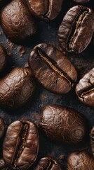 Close-up photograph of roasted coffee beans