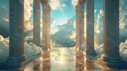 Surreal Greek Temple in the Sky