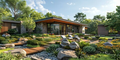 Courtyard house with natural elements