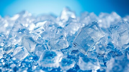 Ice cubes on a blue background