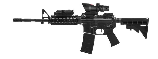 Weapons and military equipment for army, Assault rifle gun (M4A1) with attachment, Acog red dot...