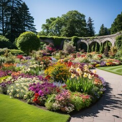 Fototapeta premium The colorful garden is full of various flowers