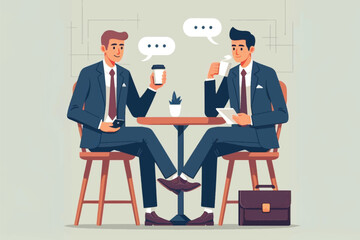 businessman and fellow entrepreneurs taking a break while drinking coffee and chatting