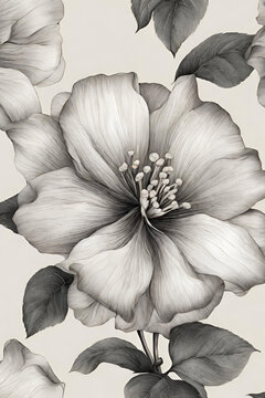 Generative Ai white flowers penicl sketch