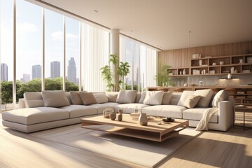 Modern bright living room interior design