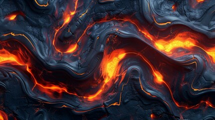 Lava flow over rock surface