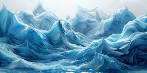 Fototapeta premium Blue and white abstract painting of ocean waves