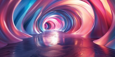 Fototapeta premium Colorful tunnel with a reflective floor