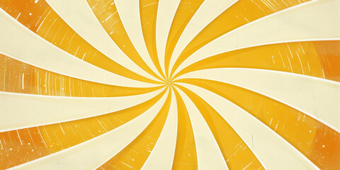 A swirl to the center of the image in yellow and white, vintage poster background, retro or vintage in 50s or 60s style