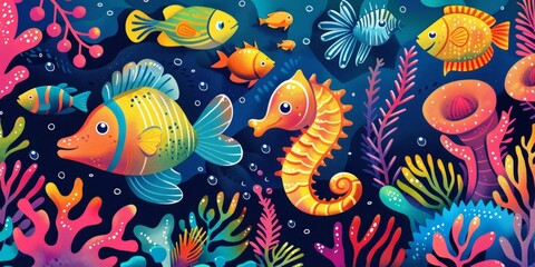 Fototapeta na wymiar Underwater World Illustration