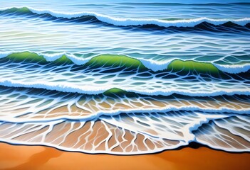 Oil Painting A Pattern Of Gentle Waves Washing Ont (2)