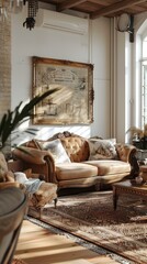 Retro and elegant living room interior design