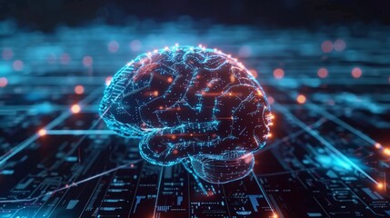 Neural Network Concept with Glowing Brain Illustration
