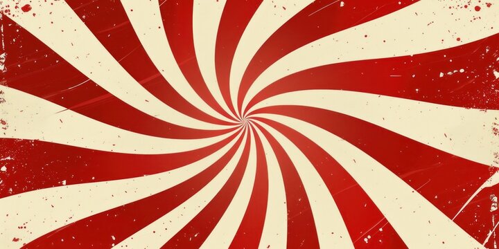 A swirl to the center of the image in red and white, vintage poster background, retro or vintage in 50s or 60s style