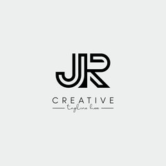 Abstract Minimal Letter JR RJ Initial Based Stylish Line Logo Design Vector.