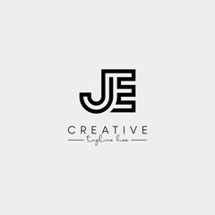 Abstract Minimal Letter JE EJ Initial Based Stylish Line Logo Design Vector.