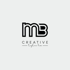 Abstract Minimal Letter MB BM Initial Based Stylish Line Logo Design Vector.