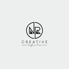 Abstract Minimal Letter NR RN Initial Based Stylish Line Logo Design Vector.