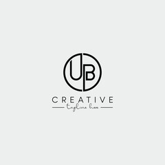 Abstract Minimal Letter UB BU Initial Based Stylish Line Logo Design Vector.