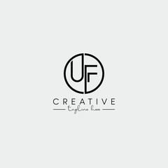 Abstract Minimal Letter UF FU Initial Based Stylish Line Logo Design Vector.
