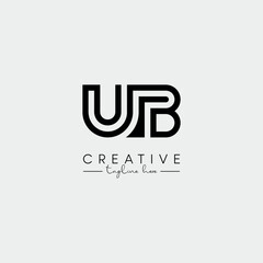 Abstract Minimal Letter UB BU Initial Based Stylish Line Logo Design Vector.