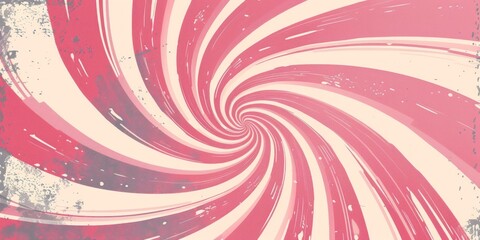 A swirl to the center of the image in pink and white, vintage poster background, retro or vintage in 50s or 60s style