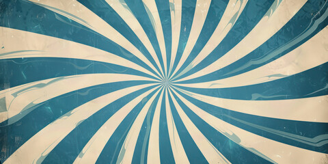 A swirl to the center of the image in blue and white, vintage poster background, retro or vintage in 50s or 60s style