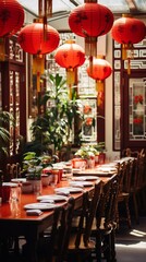 Ornate Traditional Chinese Courtyard Style Dining Room