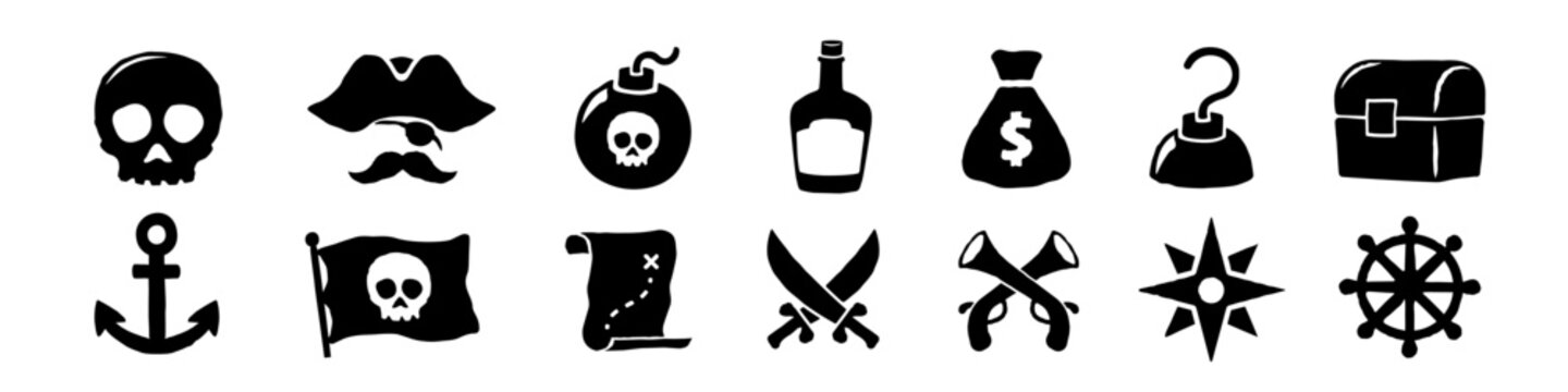 Pirate icon. Pirate symbols hand drawn.