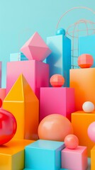 Fototapeta premium Colorful 3D geometric shapes
