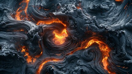 Lava flow over volcanic rock